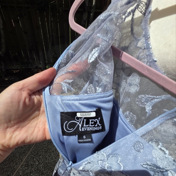 Alex Evenings Floral Lace Embroidered Sleeveless Dress Baby Blue 6 - Picture 4 of 16